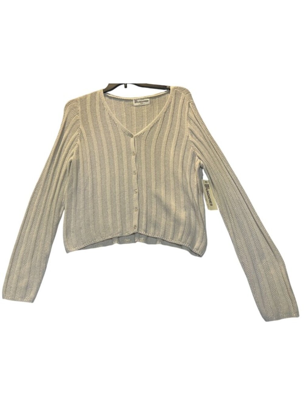 No Boundaries XXL Ribbed Knit Button-Up Cardigan  Stone Tile Beige Long Sleeve